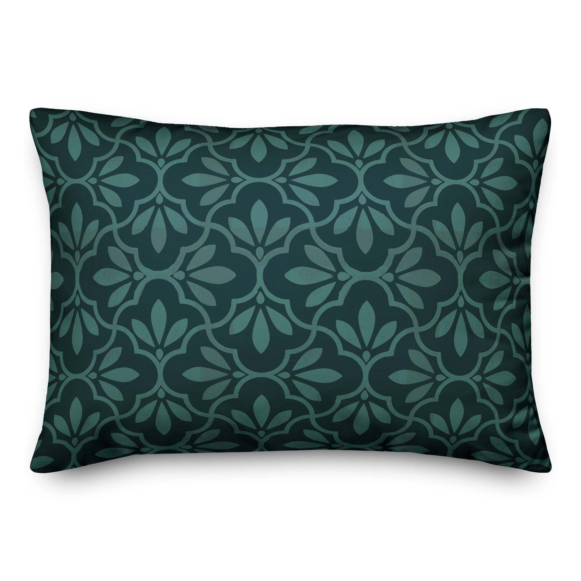 Teal Floral Pattern Throw Pillow